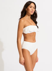 Seafolly Lulu Bandeau Bra w/ Flounce in White, view 3, click to see full size