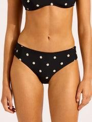 Seafolly Daisy Chain Retro Bottom in Black, view 1, click to see full size