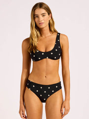 Seafolly Daisy Chain Retro Bottom in Black, view 4, click to see full size