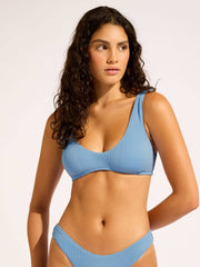 Seafolly Sea Dive Multi Fit Longline Top in Cornflower, view 1, click to see full size