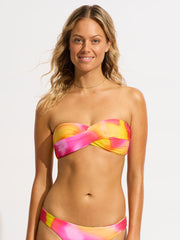 Seafolly Colour Crush Twist Bandeau in Fuchsia Rose, view 1, click to see full size