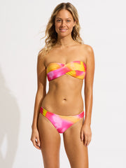 Seafolly Colour Crush Twist Bandeau in Fuchsia Rose, view 4, click to see full size