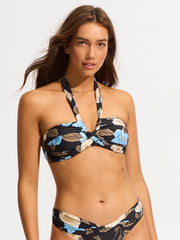 Seafolly Garden Party Halter Bandeau in Black, view 1, click to see full size