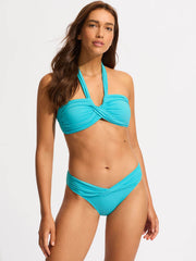 Seafolly SF Collective Halter Bandeau in Atoll Blue, view 3, click to see full size