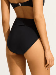 Seafolly SF Collective Roll Top Bottom in Black, view 2, click to see full size