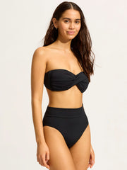 Seafolly SF Collective Roll Top Bottom in Black, view 3, click to see full size
