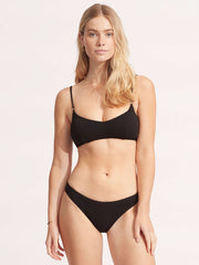 Seafolly Sea Dive High Cut Bottom in Black, view 3, click to see full size