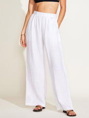 Vitamin A The Getaway Pant in White EcoLinen, view 1, click to see full size