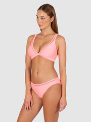 Baku Rococco Longline Bra in Coral, view 3, click to see full size