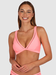 Baku Rococco Longline Bra in Coral, view 1, click to see full size