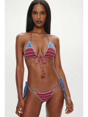Frankies Bikinis Mackenzie Cheeky Bottom in Red Summer Stripe, view 3, click to see full size