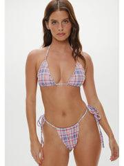 Frankies Bikinis Tidal Seersucker Top in Americana Plaid, view 3, click to see full size