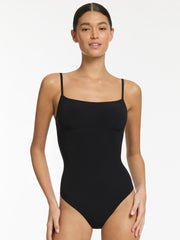 Jets Jetset Minimal Tank One Piece in Black, view 1, click to see full size