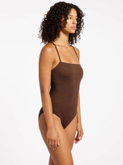 Jets Tirari Nights Minimal Tank One Piece in Chocolate, view 3, click to see full size