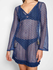 Koy Resort Zuma Tunic Dress in Navy, view 4, click to see full size