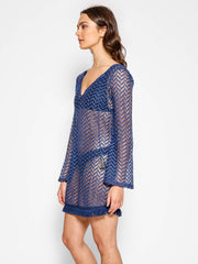 Koy Resort Zuma Tunic Dress in Navy, view 3, click to see full size