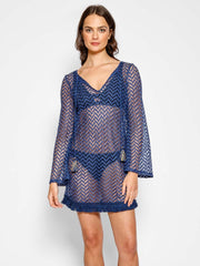 Koy Resort Zuma Tunic Dress in Navy, view 1, click to see full size