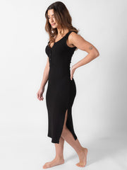 Koy Resort Henley Dress in Black, view 1, click to see full size