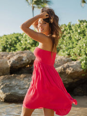 Koy Resort Mini Bandeau Dress in Raspberry, view 2, click to see full size