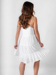 Koy Resort Mini Tier Dress in White, view 2, click to see full size