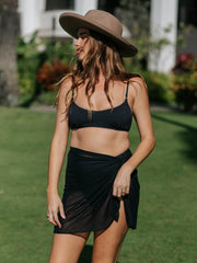Koy Resort Escape Mini Mesh Sarong in Black, view 1, click to see full size