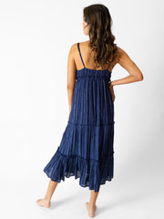 Koy Resort Marina Tiered Long Dress In Marina Stripe, view 2, click to see full size