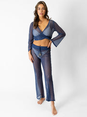 Koy Resort Zuma Wide Leg Pant in Navy, view 3, click to see full size