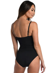La Blanca Island Goddess Lingerie Maillot in Black, view 2, click to see full size
