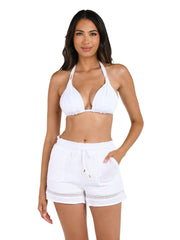 La Blanca Seaside Covers Beach Shorts in White, view 3, click to see full size