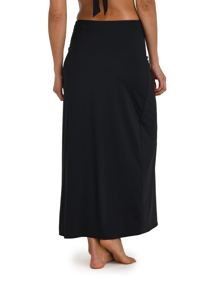 La Blanca Island Goddess Shirred Skirt in Black