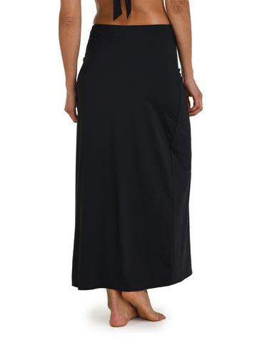 La Blanca Island Goddess Shirred Skirt in Black