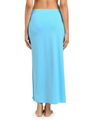 La Blanca Island Goddess Shirred Skirt in Sky, view 2, click to see full size