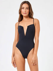 L*Space Roxanne One Piece Bitsy in Black, view 1, click to see full size