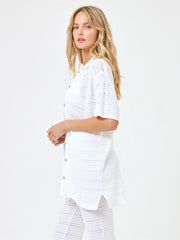 L*Space Marbella Cotton Crochet Top In White, view 3, click to see full size