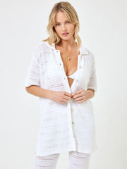 L*Space Marbella Cotton Crochet Top In White, view 1, click to see full size