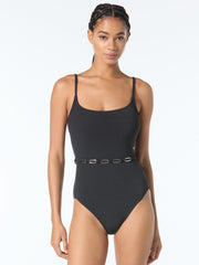 Michael Kors One Piece Oval Link Belt in Black, view 1, click to see full size