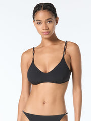 Michael Kors Oval Link Bralette in Black, view 1, click to see full size