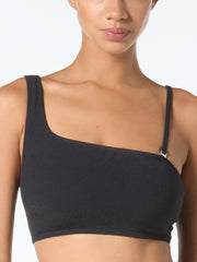 Michael Kors One Shoulder Top in Black, view 4, click to see full size