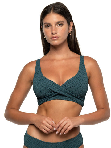 Louise Multifit Bikini Top in Pine Green