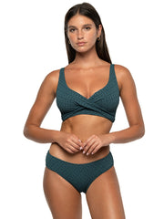 Louise Multifit Bikini Top in Pine Green, view 3, click to see full size