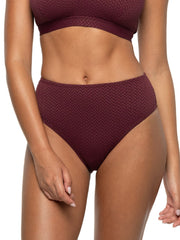 Nip Tuck Saranya Maevis High Waist Pant in Maroon, view 1, click to see full size