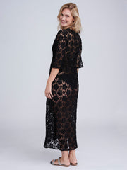 Pia Rossini Ola Maxi Kimono in Black, view 2, click to see full size