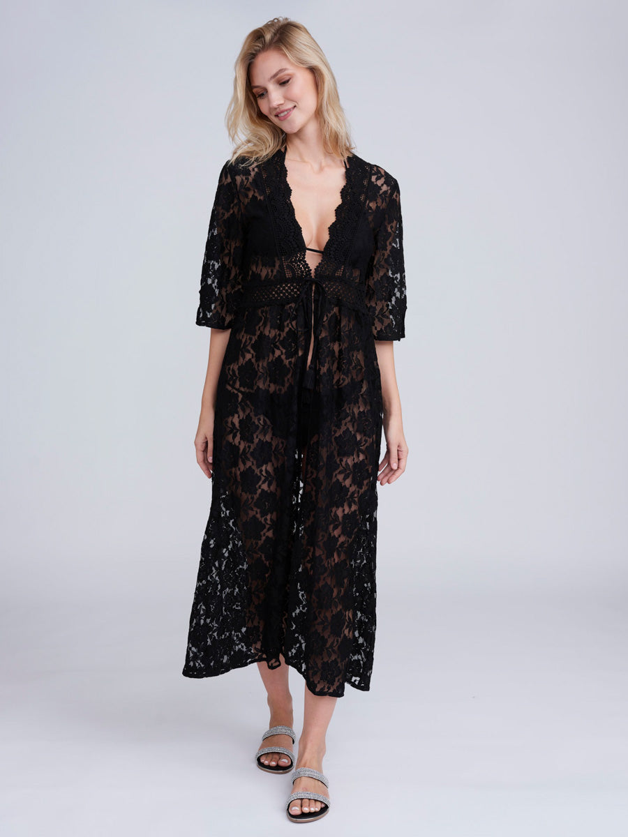 Pia Rossini Ola Maxi Kimono in Black