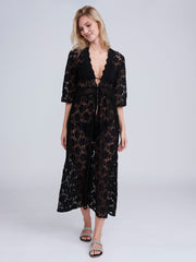 Pia Rossini Ola Maxi Kimono in Black, view 1, click to see full size