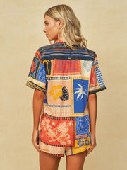 Maaji Saona Long Shirt in Paradise Postals, view 2, click to see full size