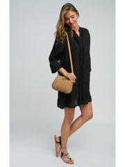 Pia Rossini Reeva Beach Shirt In Black, view 2, click to see full size