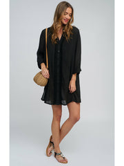 Pia Rossini Reeva Beach Shirt in Black, view 3, click to see full size