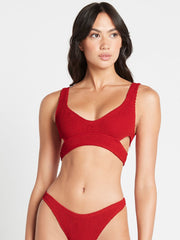 Bond-eye Nino Crop Top Eco in Baywatch Red, view 1, click to see full size
