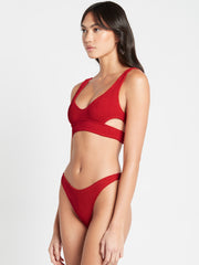 Bond-eye Nino Crop Top Eco in Baywatch Red, view 4, click to see full size