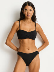 Sea Level Essentials Sporty Mid Pant in Black, view 3, click to see full size